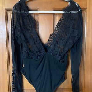 Elegant Black Lace Bodysuit